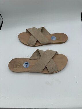 DV8 by Dolce Vita Crossover Slide Sandals Faux Suede Tan Women's 7.5